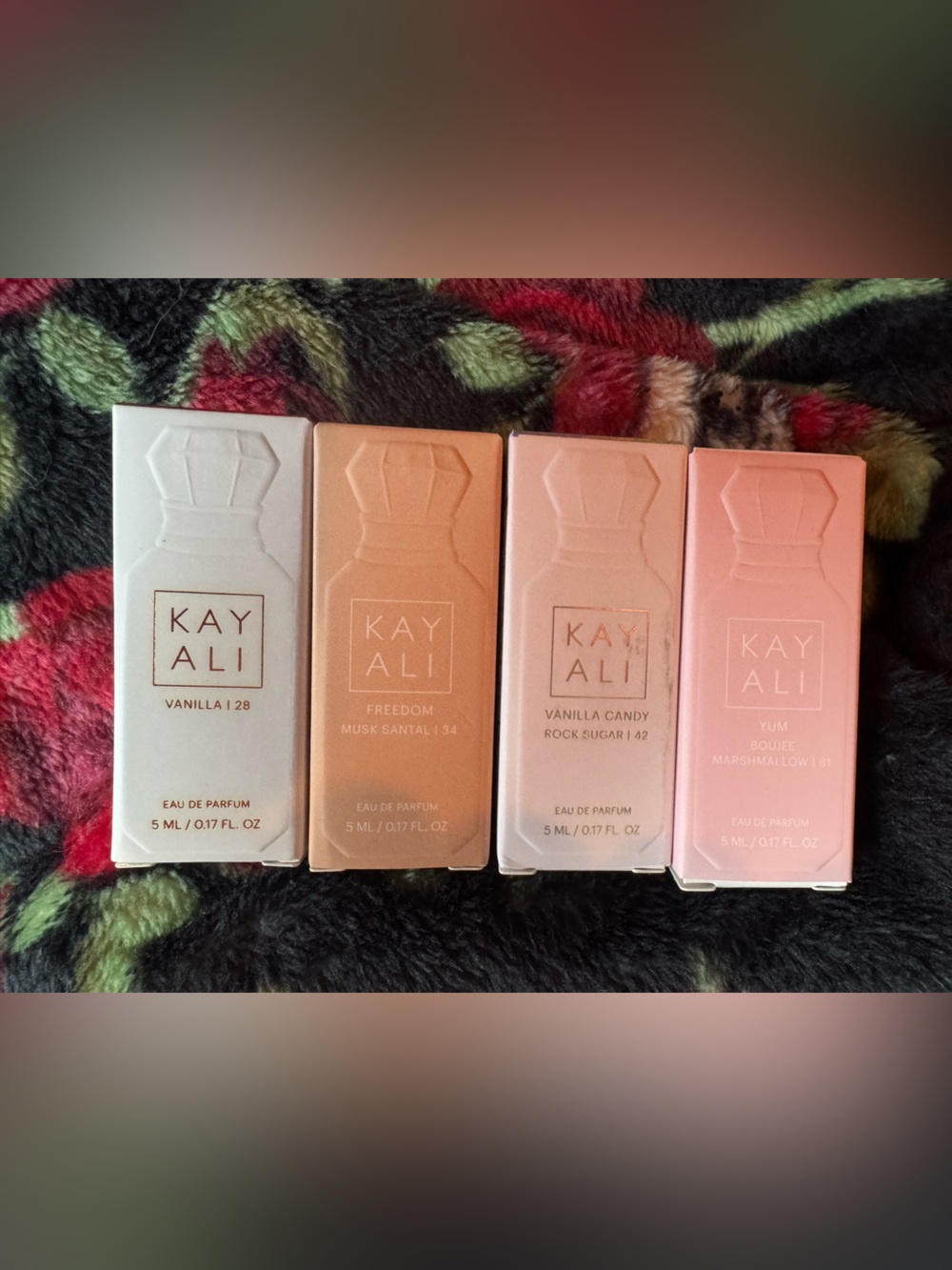 Kayali Parfum Set of 4. Vanilla Candy,Freedom,Yum Boujee Marshmallow,Vanilla.